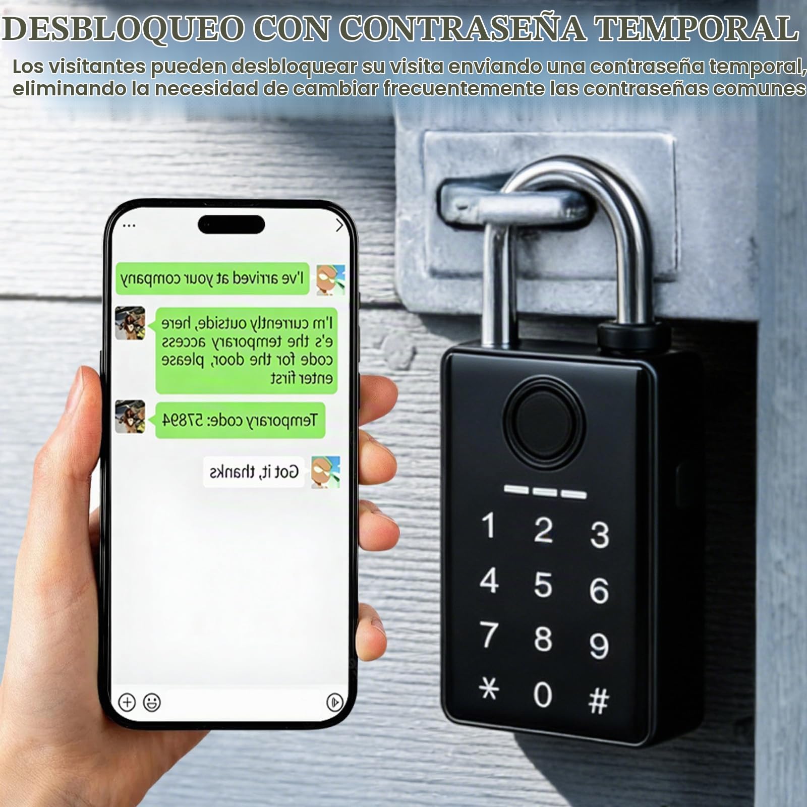 Candado de combinación con huellas dactilares, código numérico y control de aplicación, IP65 pre-cerrado, resistente a la intemperie con tarjeta RFID, candado resistente para puerta, jardín, taquilla