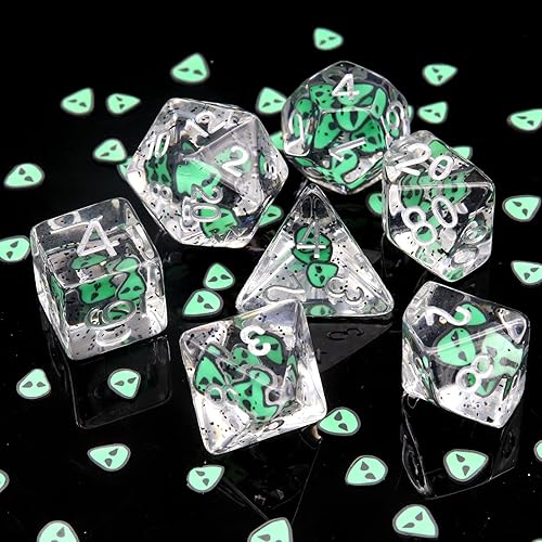 Miniatura 10 de Haxtec DND Juego de dados de 7 piezas de resina poliédrica azul negro D&D, juego de dados de lámina dorada para juegos de rol, accesorios de