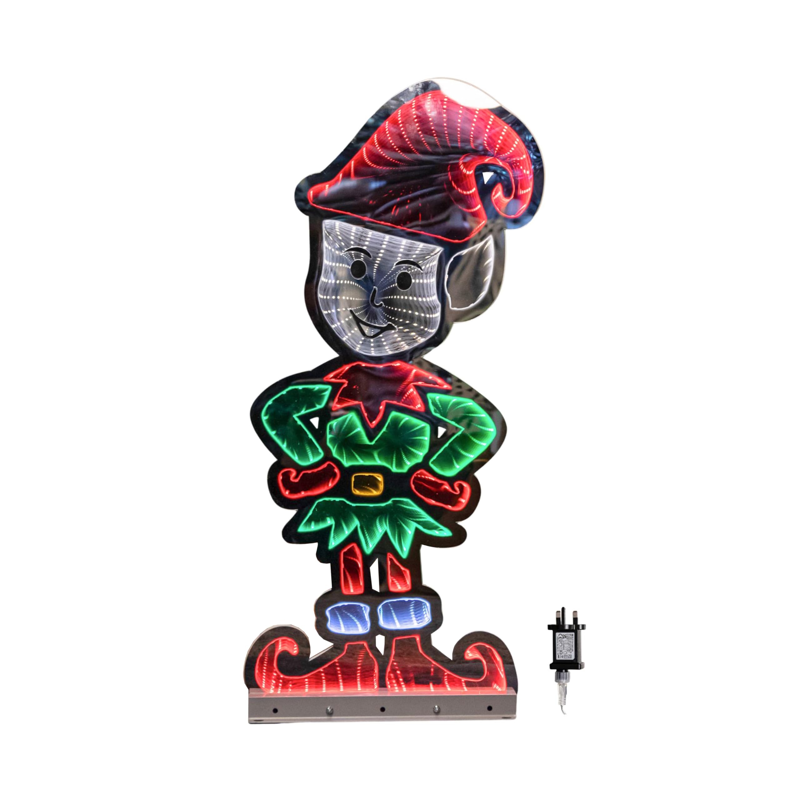 Samuel Alexander Red/Green 60Cm Infinity Elf In Boots On Metal Base With And Leds