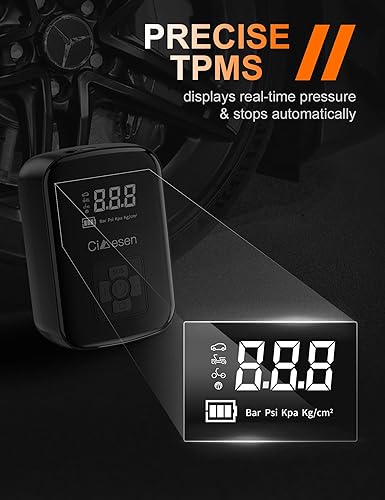 Miniatura 4 de Inflador de neumáticos inalámbrico Compresor de aire portátil - Compresor de aire portátil para automóvil, bomba de bicicleta compacta, bomba de