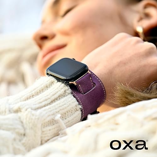 Miniatura 6 de OXA Leather Cuff Watch Band Compatible with Apple Watch  Series 9 8 7 6 5 4 3 2 1 SE Ultra 1&2  Polished Stainless-Steel Buckle and Adapters  Men