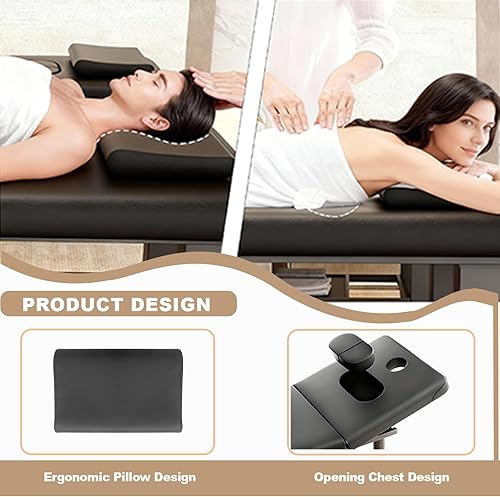 Miniatura 5 de Mesa de masaje estacionaria, cama de masaje profesional con capacidad de peso de 1700 libras, cama de belleza extra ancha de 75 pulgadas de largo x