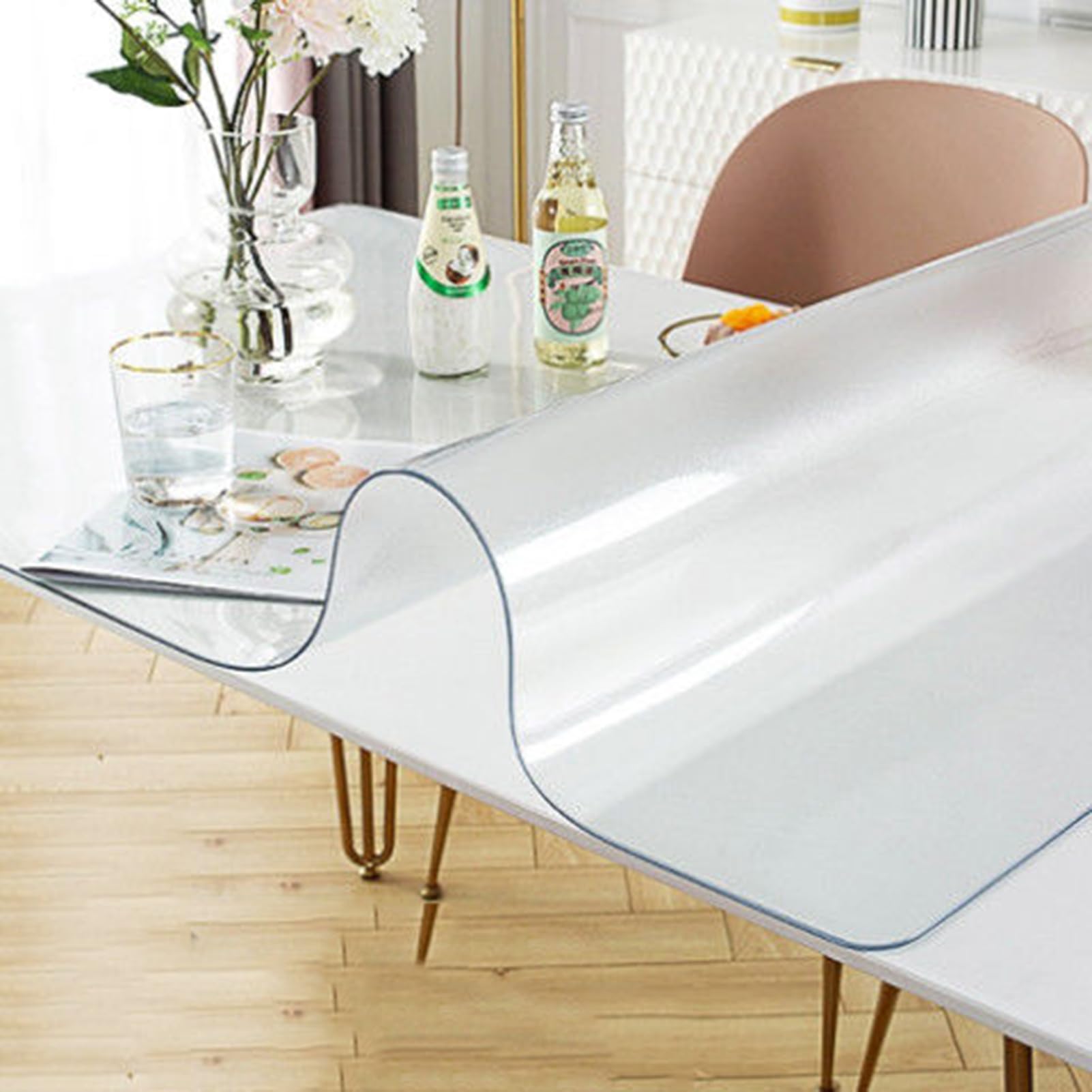Protezione per Tavolo trasparente,Tovaglia Plastificata Rettangolare PVC Glassato,Copri Tavolo Impermeabile,Pellicola Antimacchia,protettiva Per Cucina,Copertura Scrivania (3mm,60x120cm)