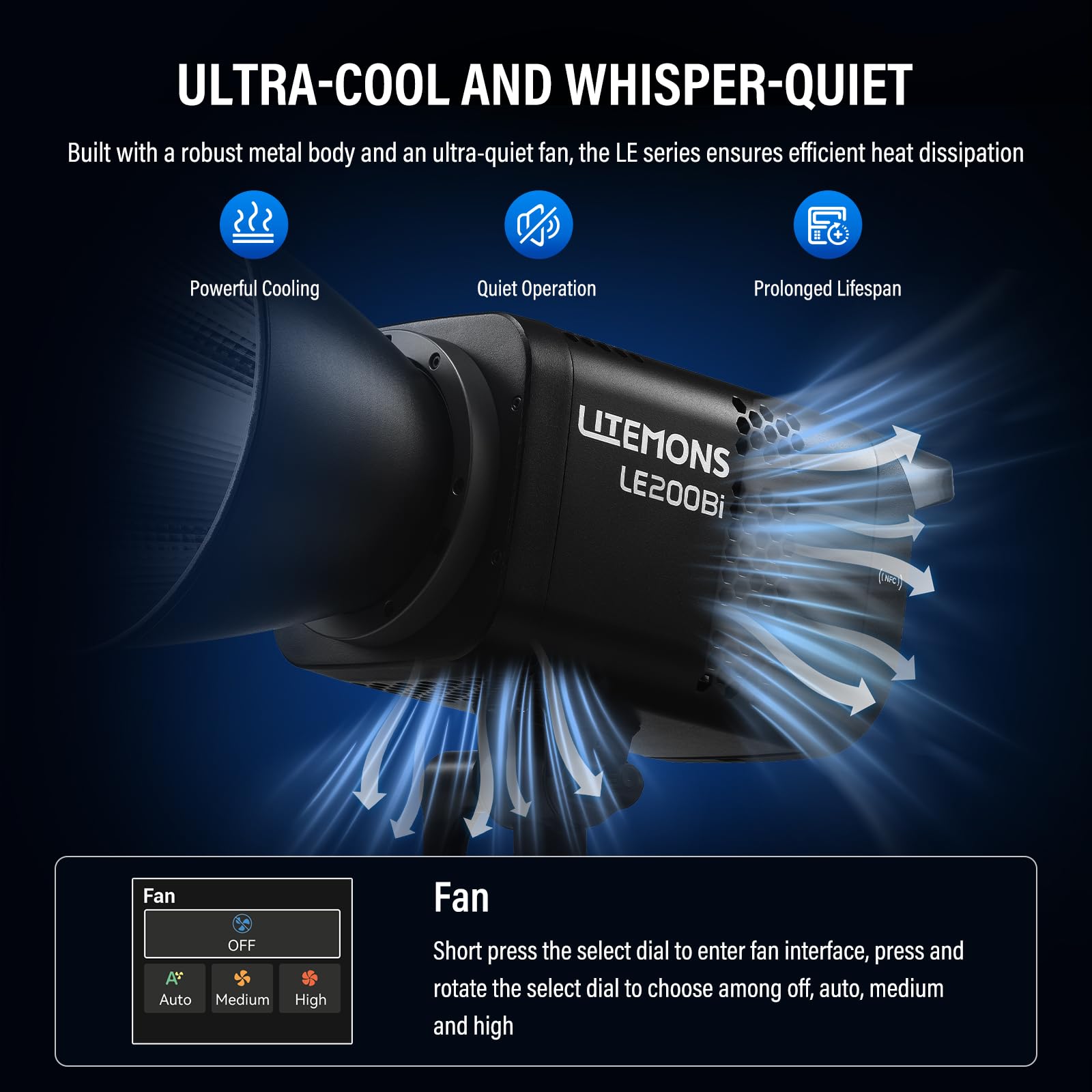Godox Litemons LE200Bi LE200 Bi Luce Continua a LED Video Light 220W 2800K~6500K 57700 Lux/1 m TLCI/CRI≈98 Controllo Bluetooth 11 Effetti FX Attacco Bowens Videolight per Vlogging,YouTube (nero)