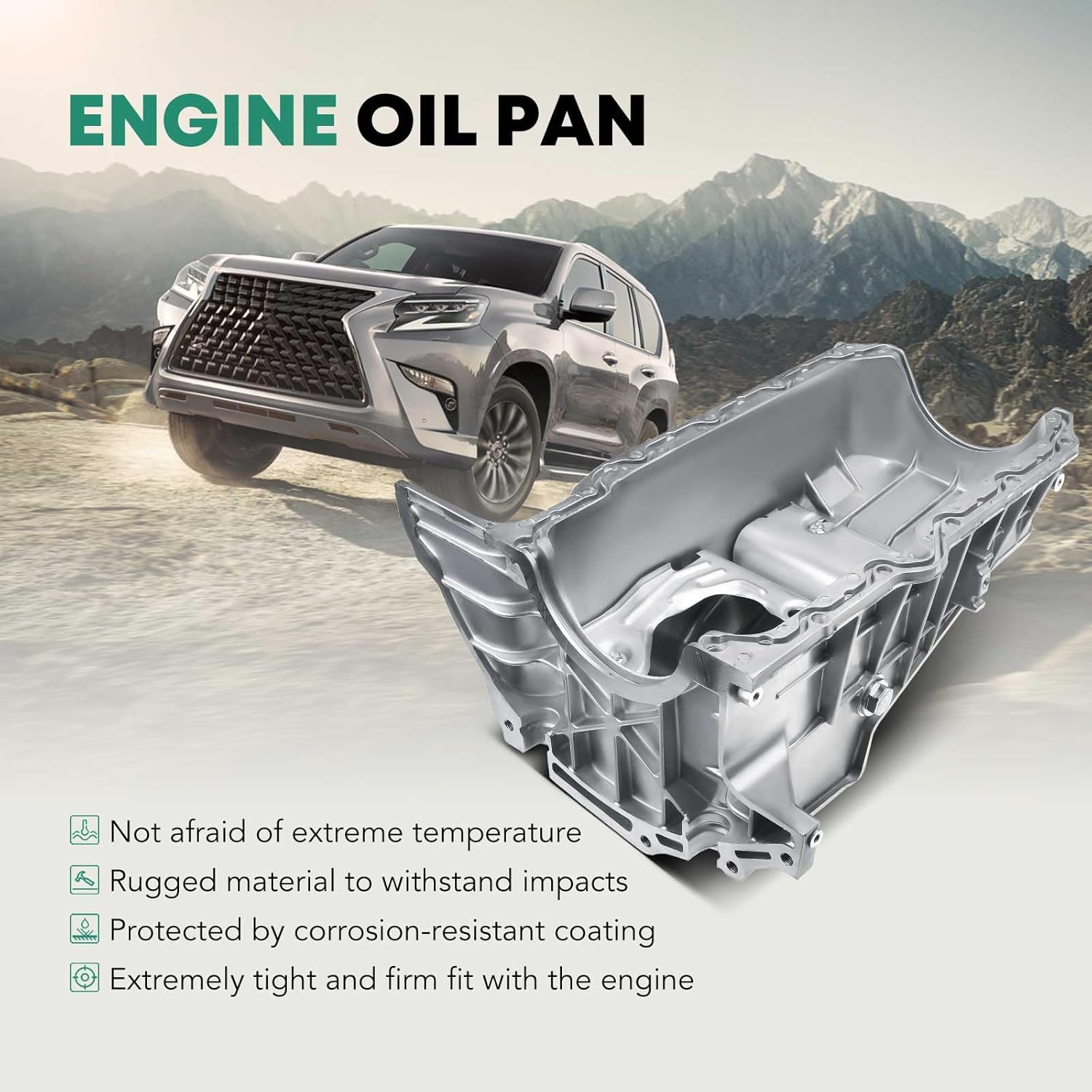 Engine Oil Pan with Drain Plug Replacement for Chevrolet Silverado 1500 S10 Blazer Express GMC Jimmy Sonoma Savana 1500 2500 Workhorse