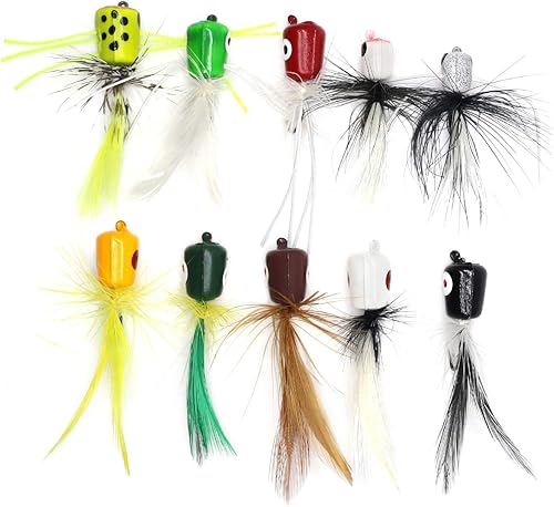 Miniatura 2 de Bass Popper Fly Dry Fly - Kit de moscas de pesca con mosca seca Panfish Bass Fishing Popper Topwater Cebo
