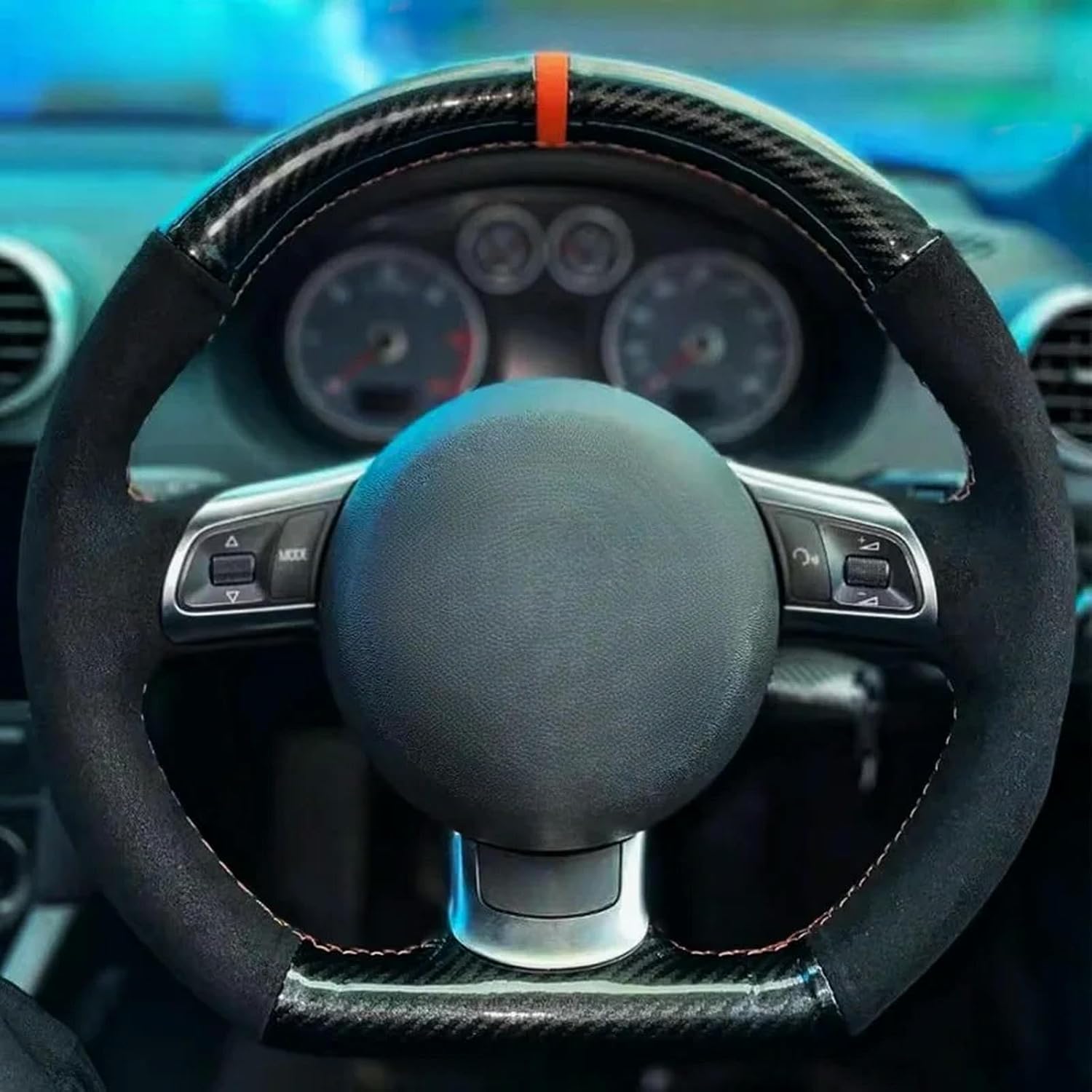 Hand Sewing Black Car Steering Wheel Cover, for Audi TT TTS (8J) 2006-2013 2014 A3 S3 (8P) Sportback 2008 2009 2010 2011 2012