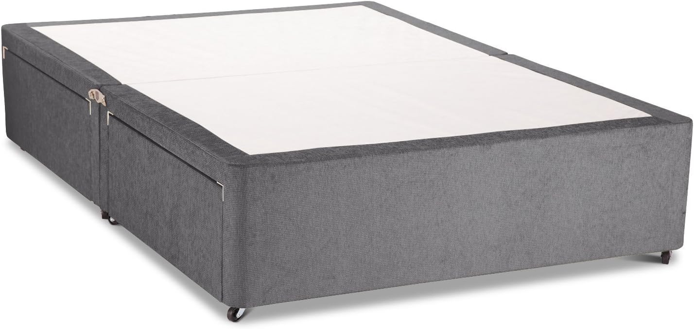 4FT6 Double Charcoal Suede Divan Bed Base with 4 Storage Drawers | Durable Upholstered Platform | Matching Fabric Finish | Strong Frame | Ideal for Bedroom Storage & Space Saving
