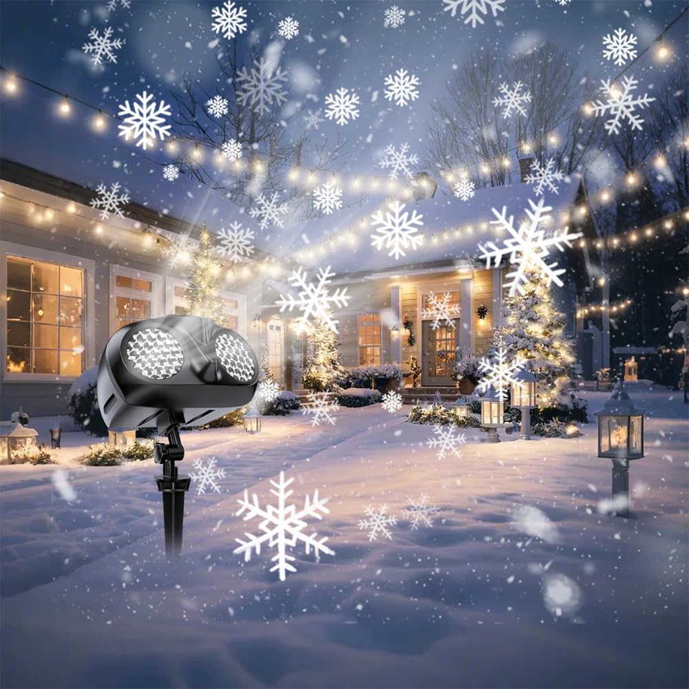 RANJIMA Proyector de Navidad para exteriores, proyector dinámico LED con mando a distancia, proyector de Navidad resistente al agua, iluminación de Navidad, exterior para jardín, ventana, patio