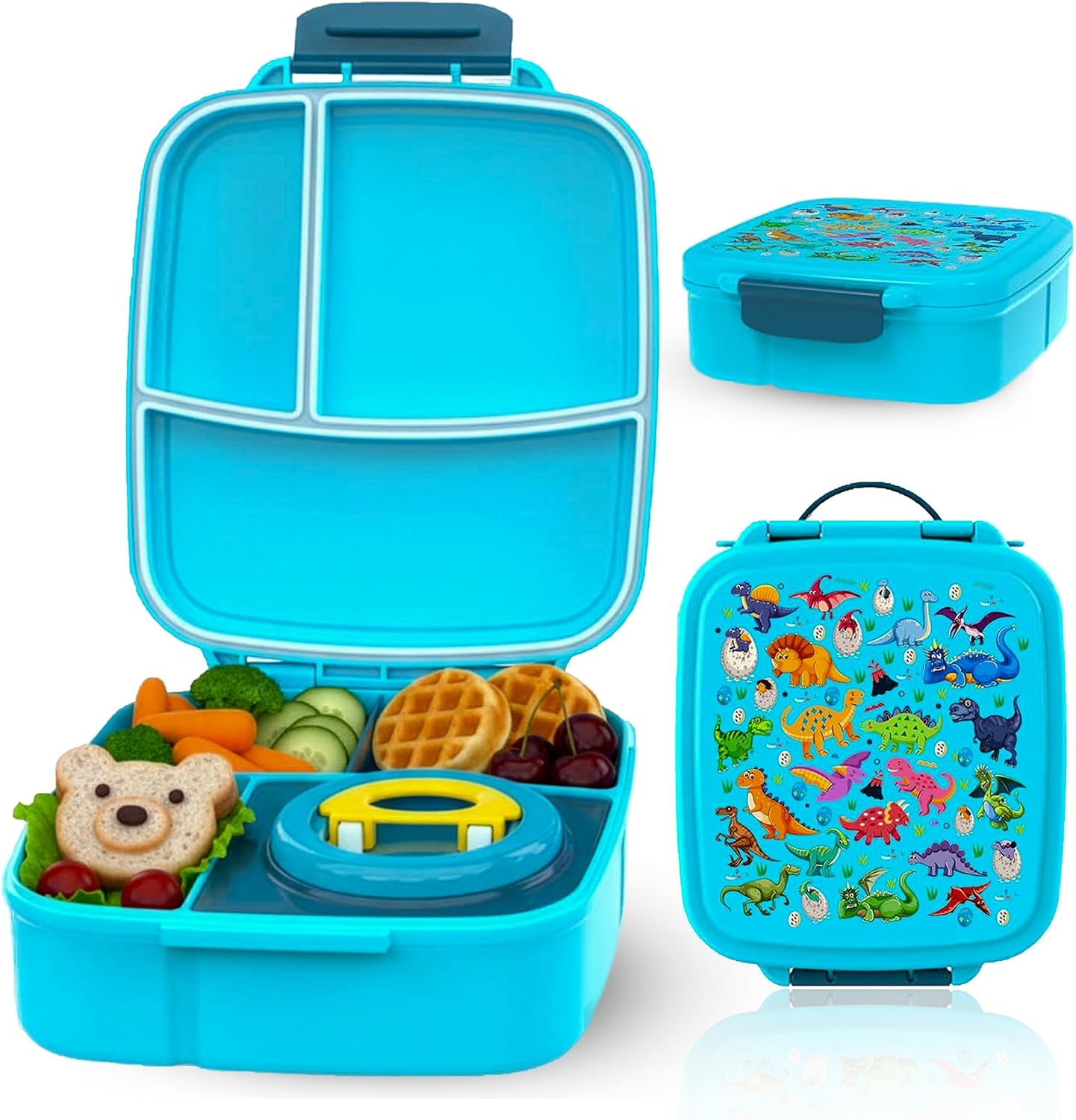 Kids Lunch Box with Food Jar, Bento Lunch Box for Kids, Leakproof Lunch Box with Compartments and Insulated Food Jar, School Lunch Box for Boys & Girls (Blue)