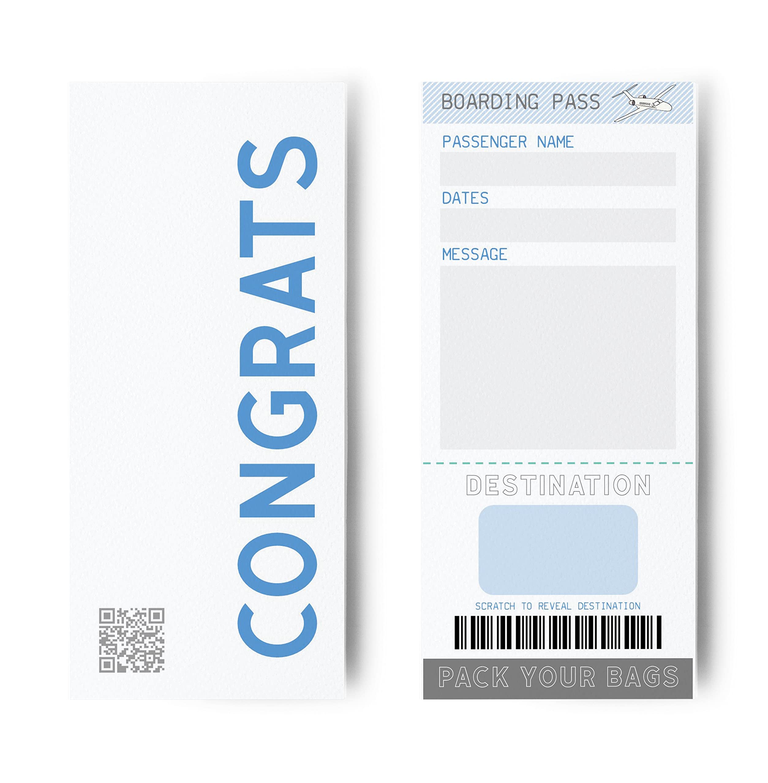 Scratch Card Reveal Surprise Holiday Reveal, Boarding Pass Birthday Gift With Envelope And Stickers, Personalised Flight Ticket, Surprise Trip Destination To Go Travel Wedding Flight (Pink): Greeting Cards