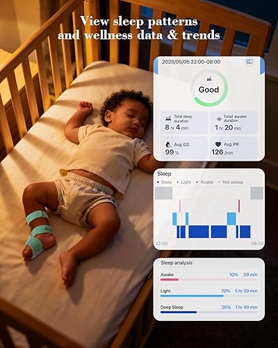 Miniatura 4 de Babytone Monitor de calcetines para bebé, rastrea la frecuencia cardíaca y el movimiento en tiempo real, con patrones de notificación y sueño,