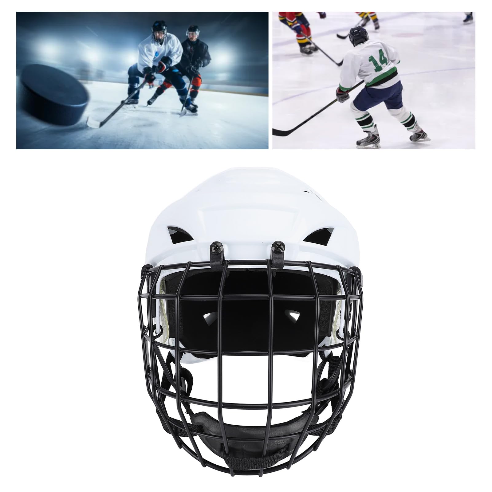 RiToEasysports Casque de hockey, combo avec cage, casque de protection de hockey sur glace avec cage pour sports de hockey sur roulettes