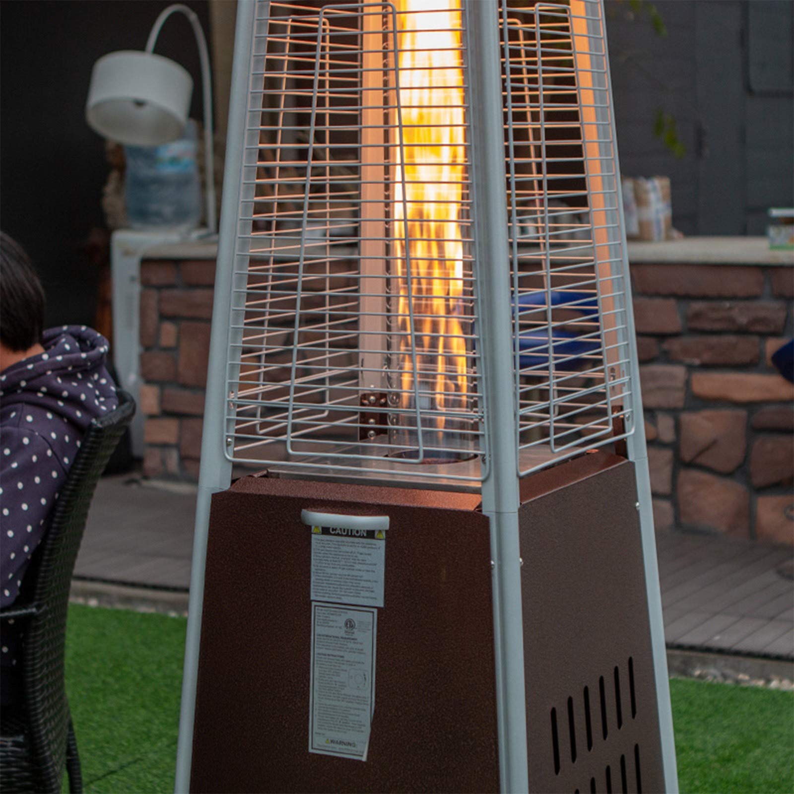 Stufa a gas a piramide a propano da pavimento, con ruote mobili, per barbecue all'aperto, ideale per campeggio e riscaldamento in giardino