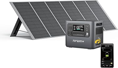 AFERIY 2,400 W Portable Power Station and 400 W Set, Long Life, 15 Years Long, Lithium Iron Phosphate, Portable, Solar Powered, 1.5 Hours Full Charge, 2,048 Wh/640,000 mAh, Portable Battery, AC 2,400