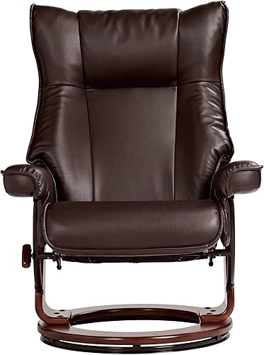 Miniatura 21 de Benchmaster Morgan Stucco - Sillón reclinable giratorio de piel sintética con silla otomana, sillón moderno, ergonómico, manual, reclinable, Estuco