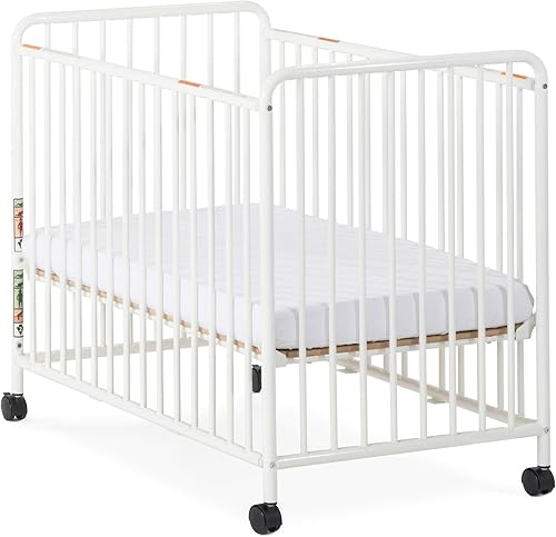 Miniatura 3 de Child Craft Siesta Cuna portátil compacta de metal no plegable con colchón de cuna de 2 pulgadas y ruedas de bloqueo, construcción de metal