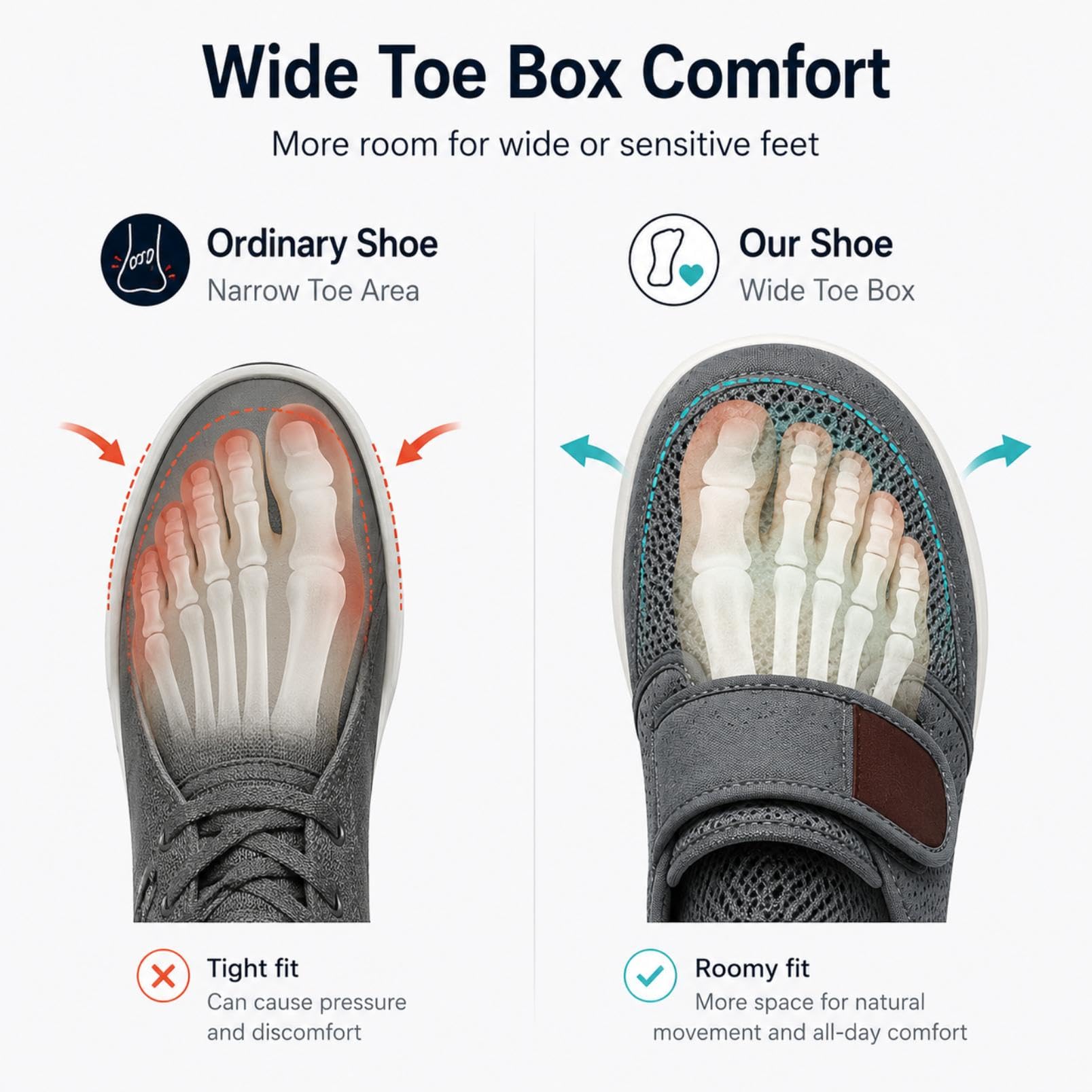 Generisch Men's Diabetic Shoes, Seniors with Fastening