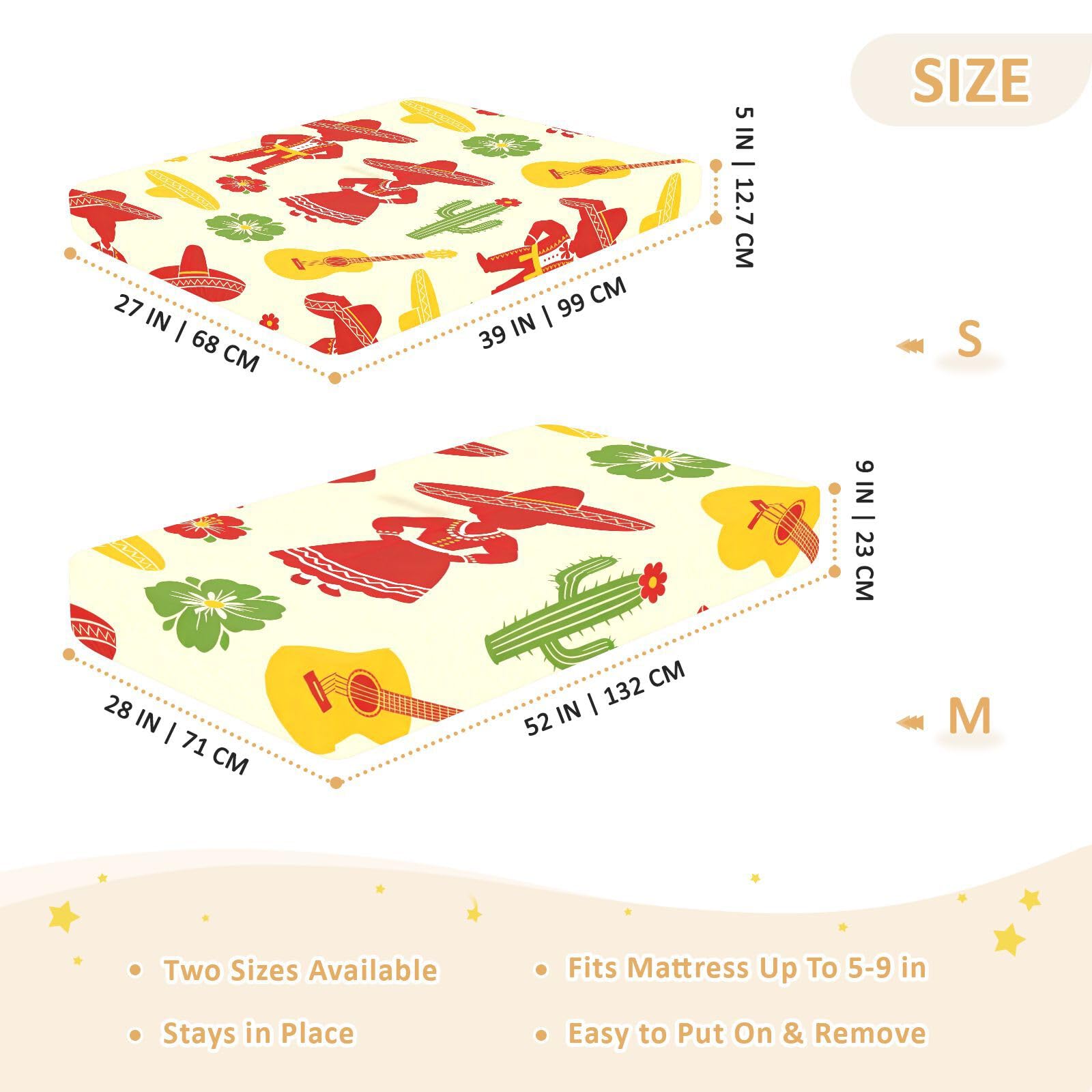 Sábanas de algodón para cuna de bebé con silueta roja del Cinco de Mayo, cómoda y transpirable, funda de cama para guardería, 1 paquete para corral de