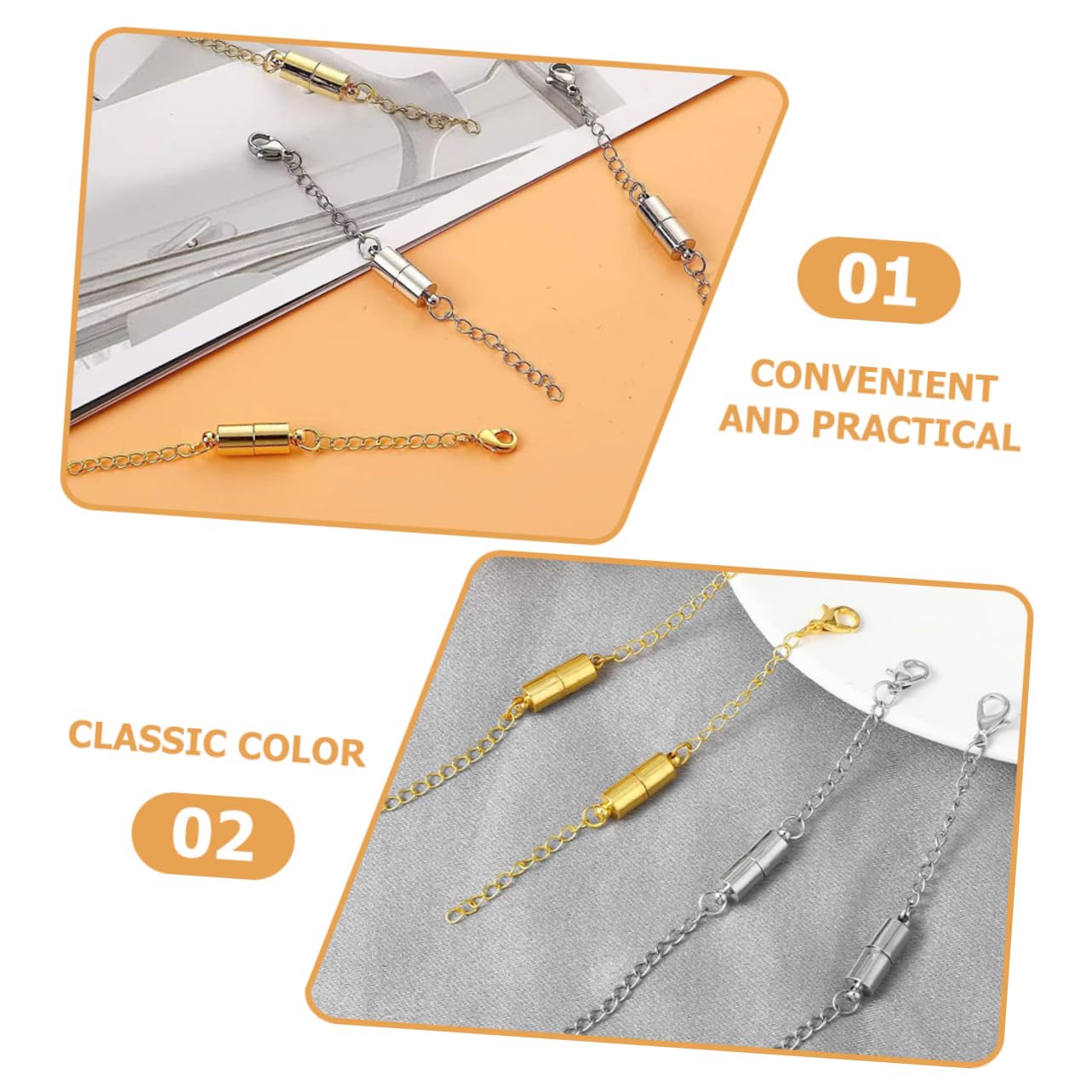 Operitacx 20pares Extensor De Collar Magnético De Cadena De Extensión Con Cierre De Langosta Para Joyas y Conectores De Joyería