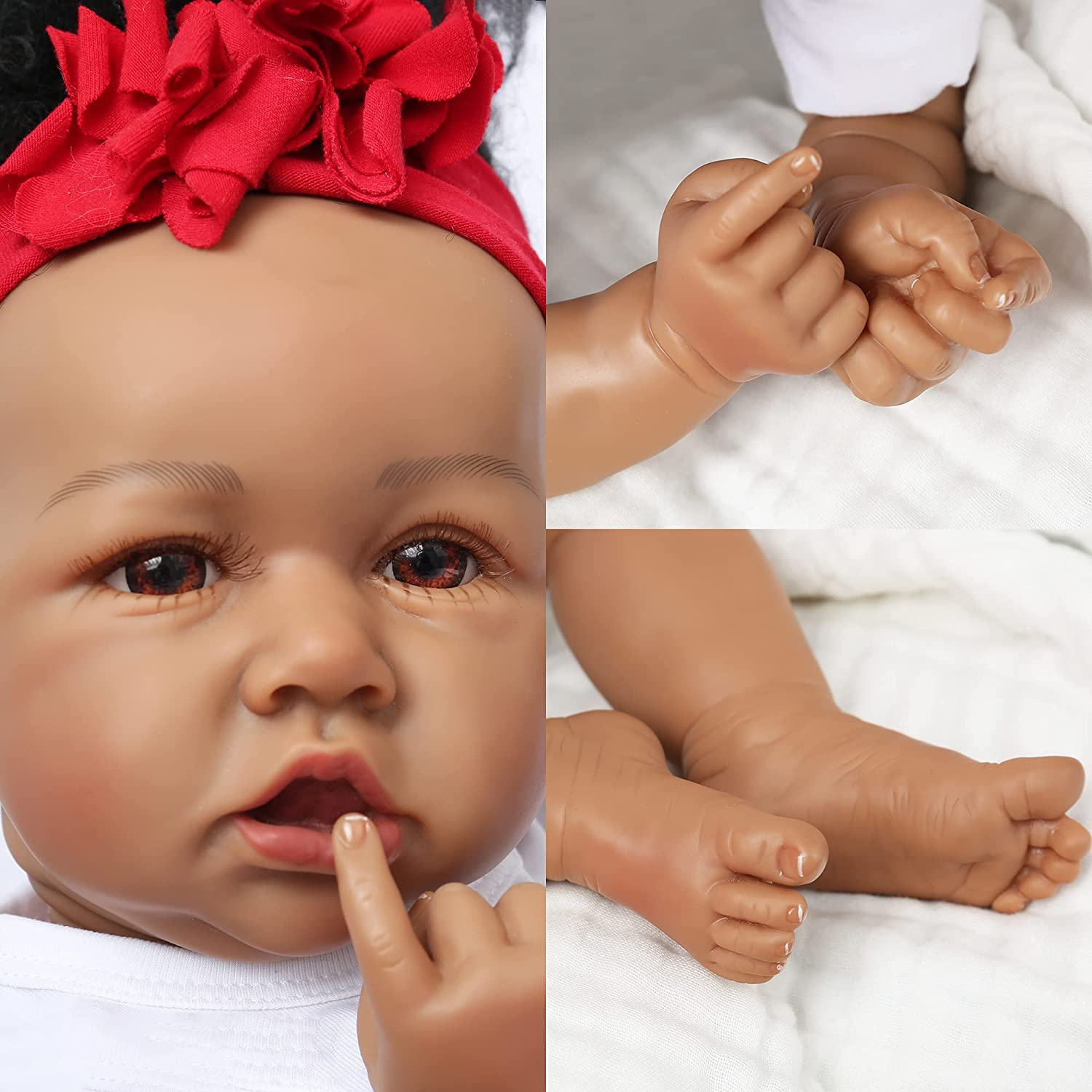 Saskia - Muñeca de bebé recién nacida negra de 20 pulgadas con aspecto real, el mejor regalo para niños a partir de 3 años 5