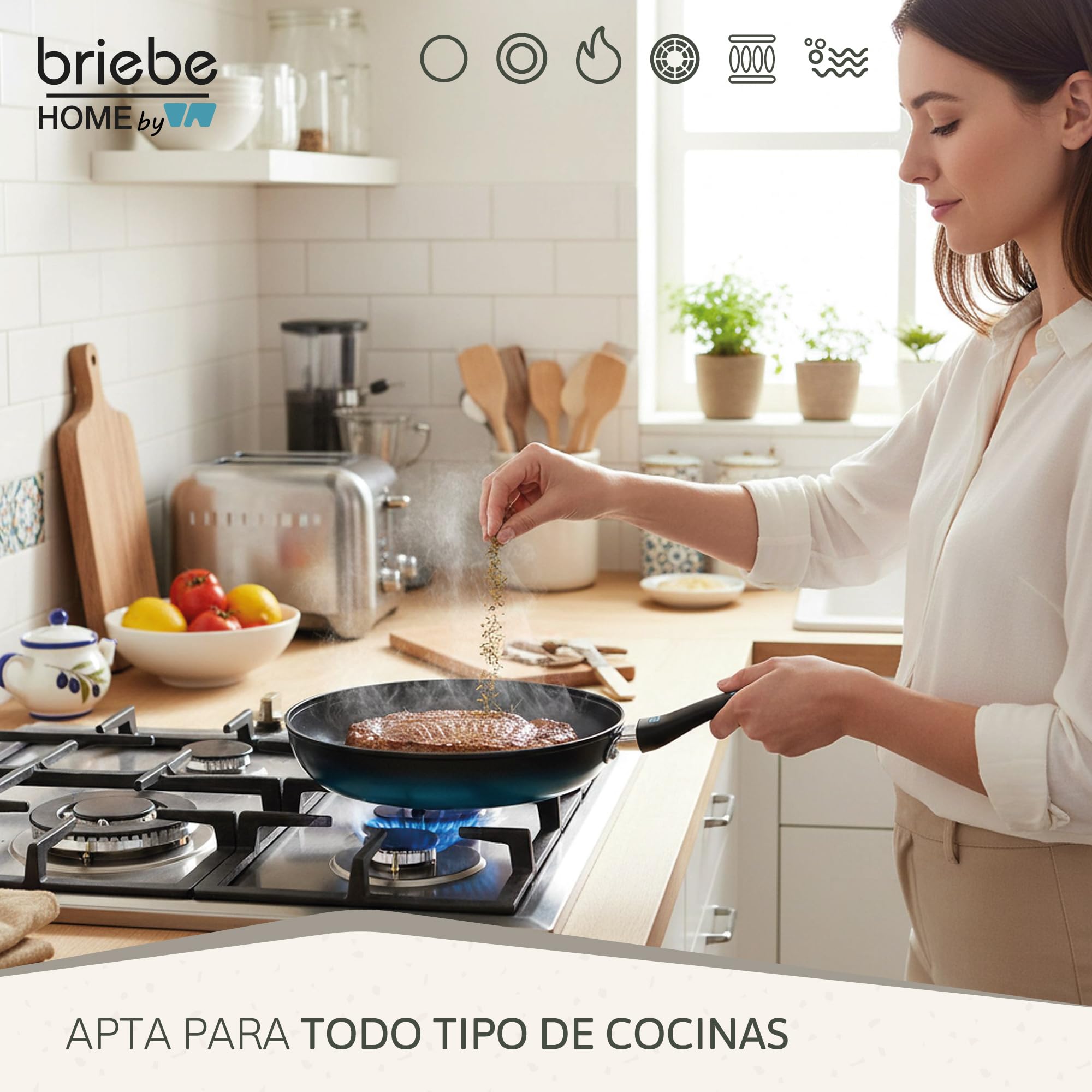 briebe MARE Juego de 3 Sartenes Inducción, Acero Forjado 20-24-28cm, Antiadherente Libre PFOA, Set Sartenes Profesionales, Alta Resistencia, Aptas Para Todo Tipo de Fuegos, Fabricadas en España