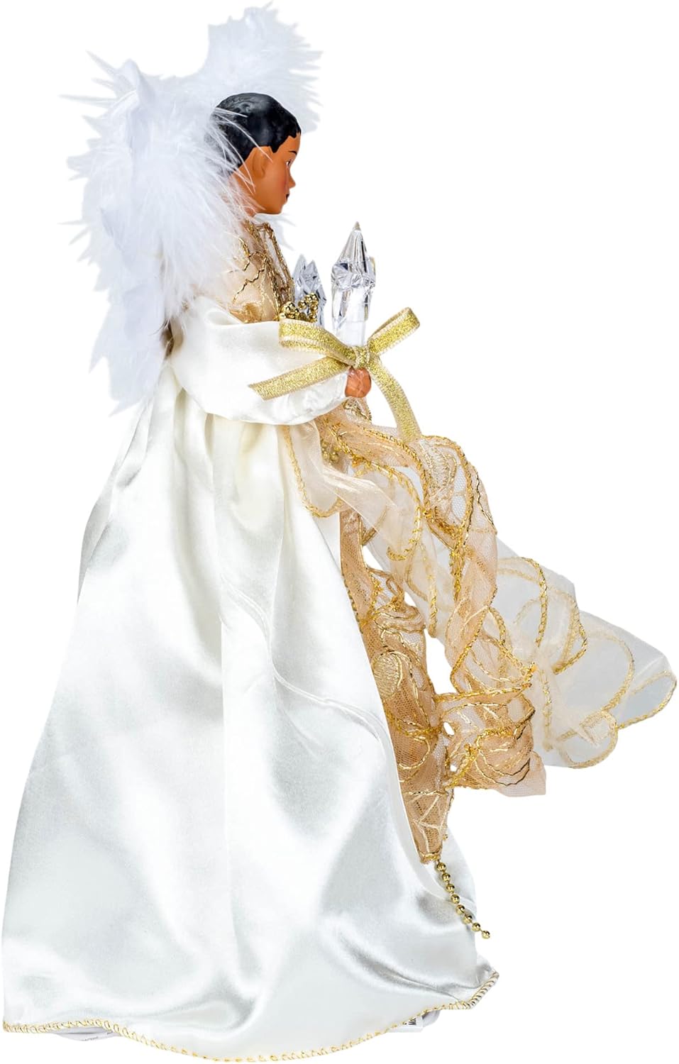 Kurt S. Adler, Inc. UL2219 Kurt Adler 10-Light 12" Ivory & Gold Black Angel Treetop