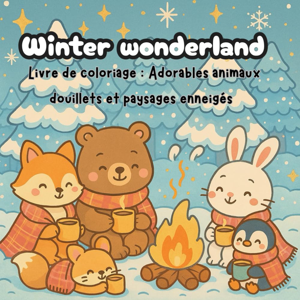 Coloriage de noël cosy, coloriage de noel adulte, ado, coloriage hiver: coloriage cosy et mignon
