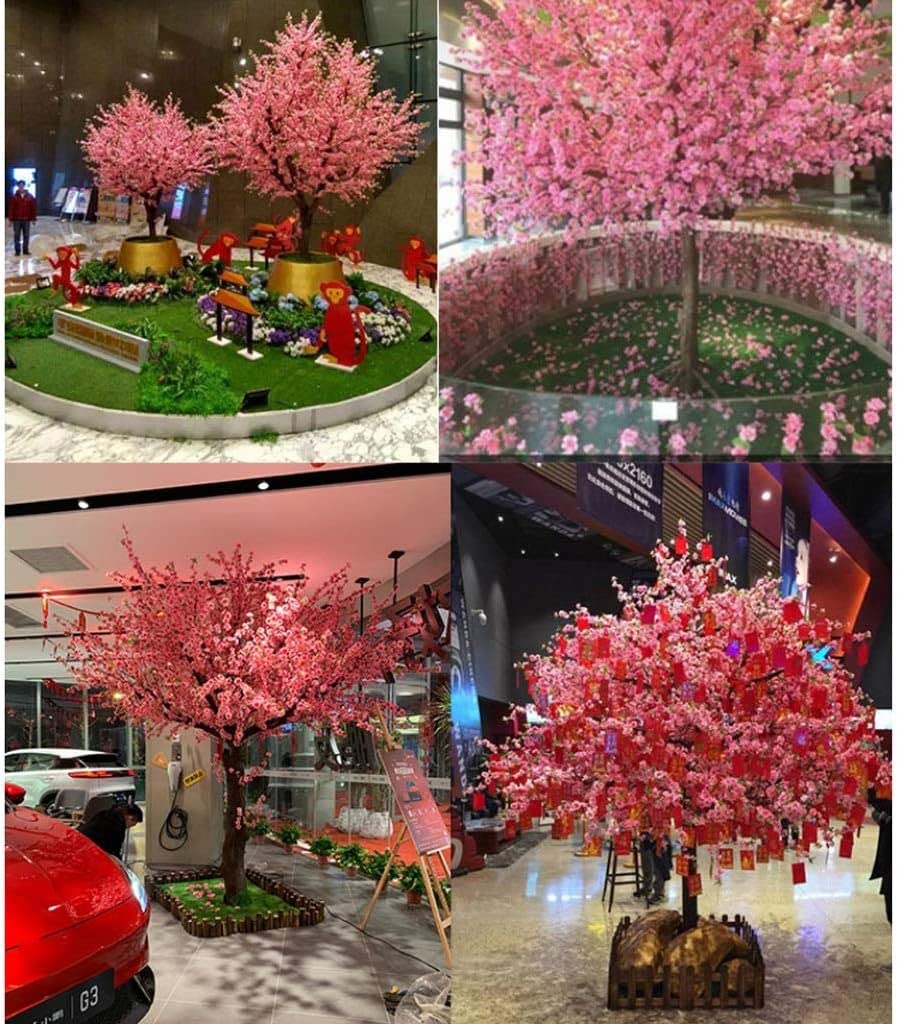 Amazon｜人工観葉植物 人工桃の花の木リアルな偽の木大型