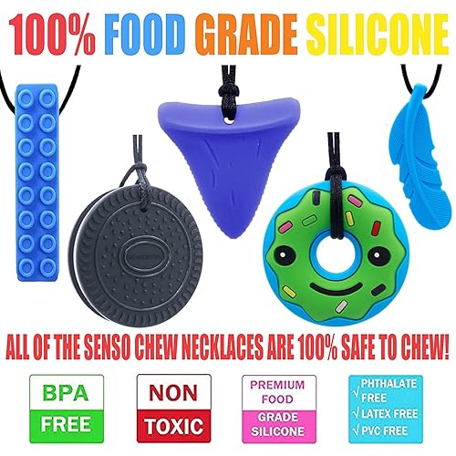 Miniatura 2 de Collar masticable para niños con autismo, TDAH, SPD, masticación, motor oral