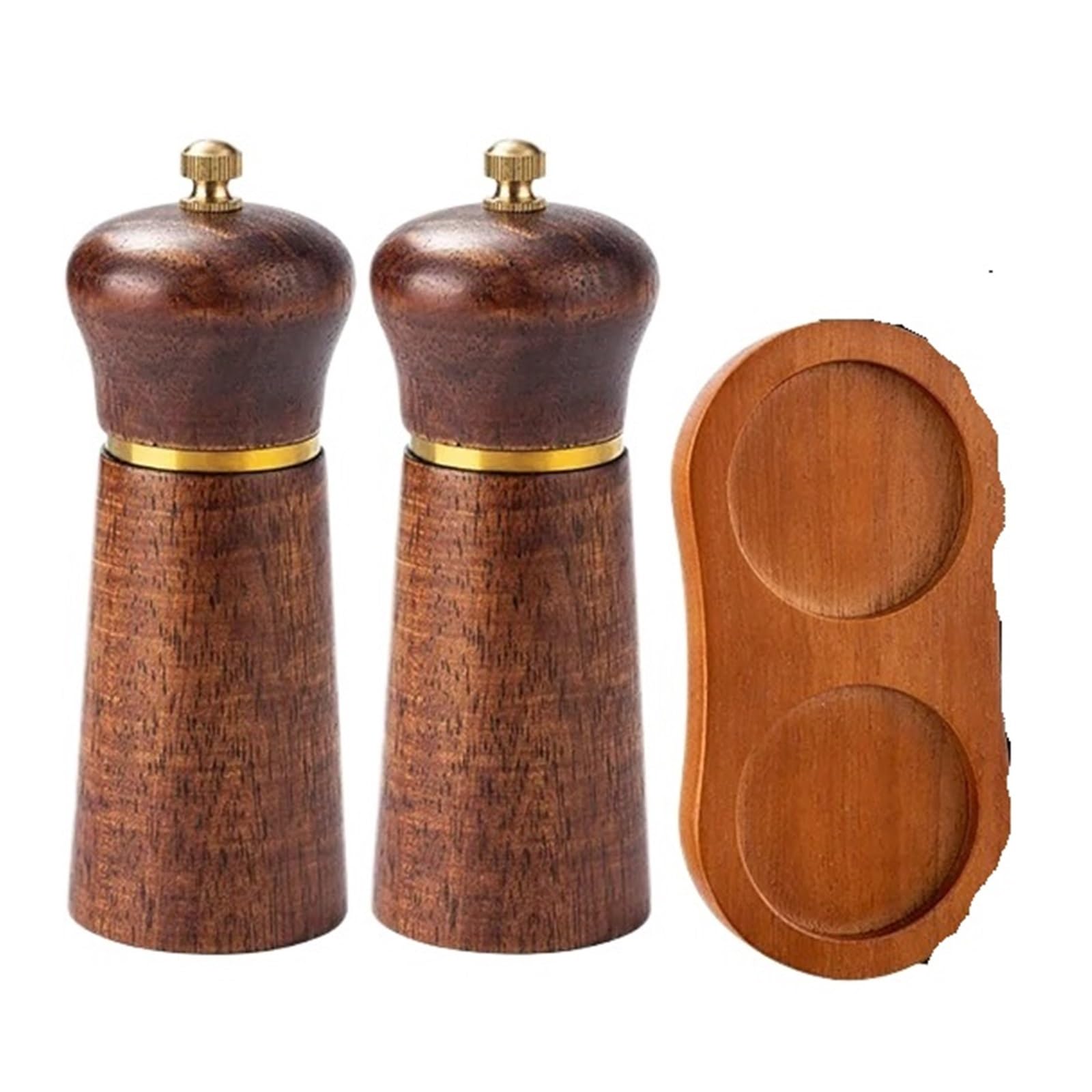 Salz- und Pfeffermühle aus massivem Holz, Gewürzglas(3psc)