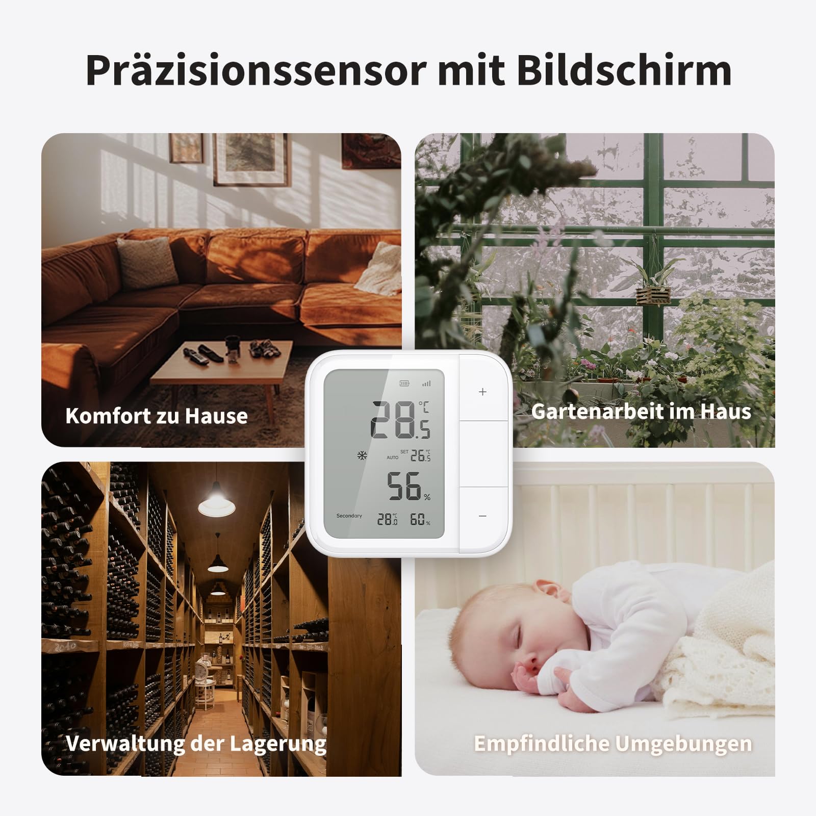 Aqara Raumthermostat W100, Temperatur & Luftfeuchtigkeit Überwachung, Wireless, Fernsteuerung HVAC, 3 Anpassbare Tasten, Matter,Thread/Zigbee, HomeKit, Funktioniert mit Apple Home, Alexa, Google
