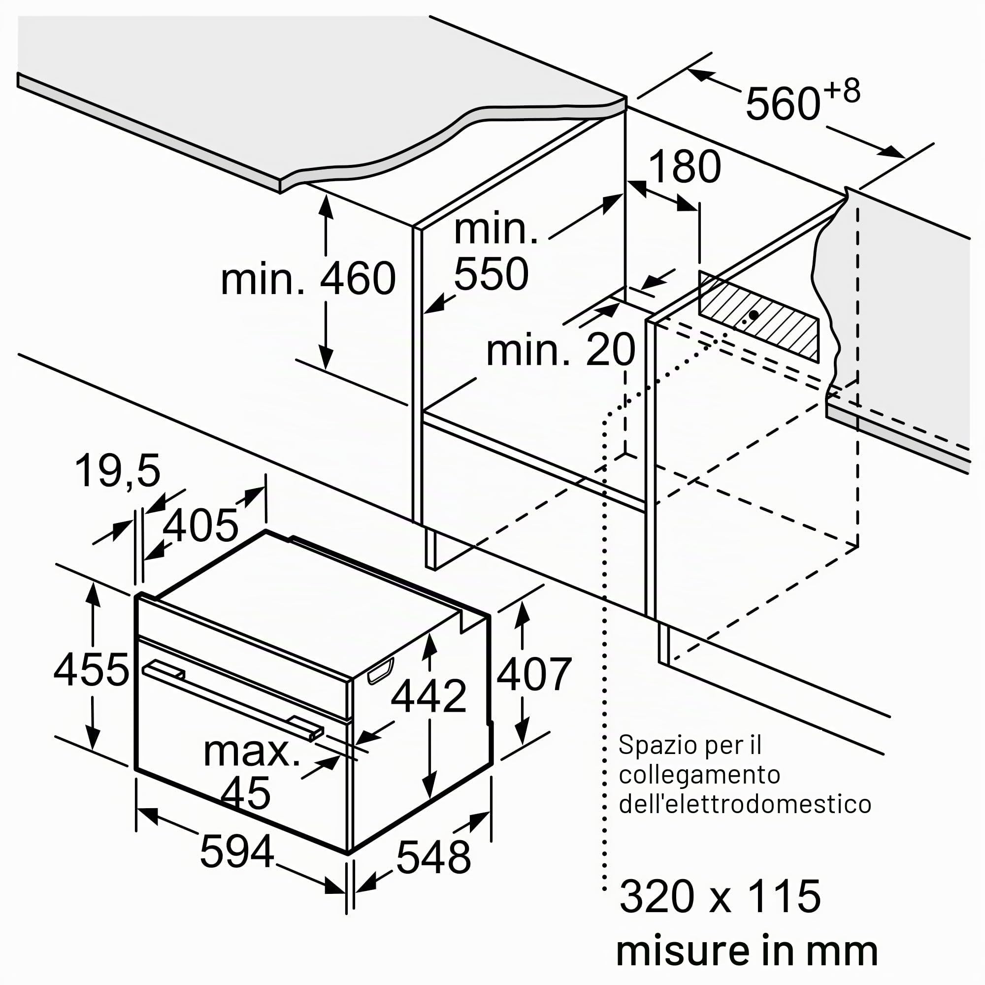 Bosch CMG778NB1 Serie 8, Forno compatto da incasso con funzione microonde 60 x 45 cm Nero