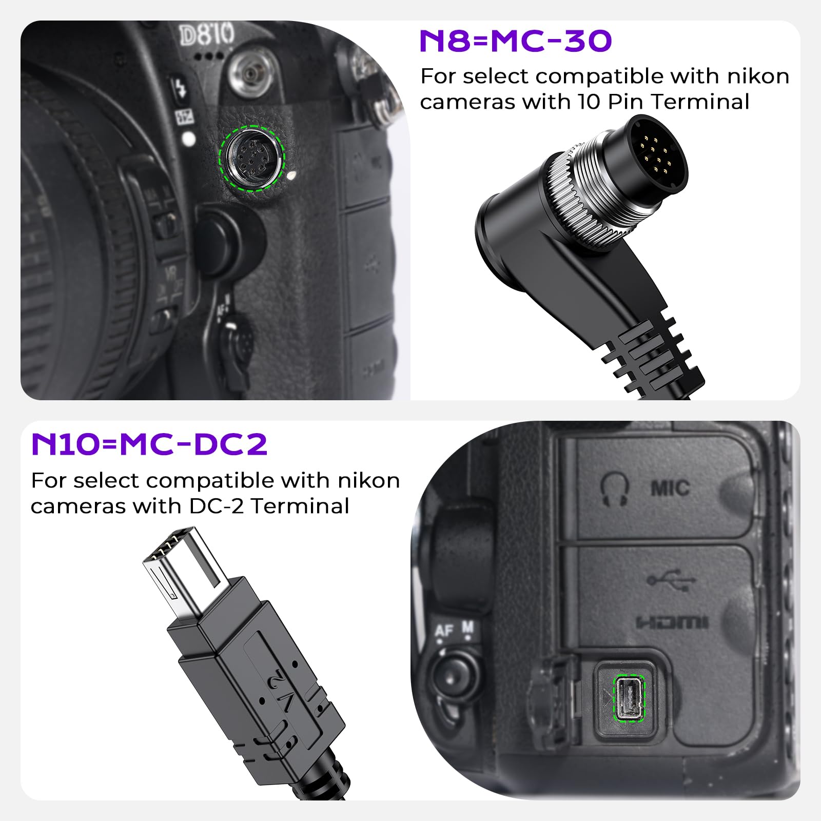 Do aparatu Nikon, ładowalna migawka - AODELAN bezprzewodowy i przewodowy pilot zdalnego sterowania do Nikon Z8, Z9, Z7 II, Z5, D780, D6, Z6, Df, Z6 II, Z7, P950, Z fc, Z6 III; Wymień MC-DC2 i MC-30