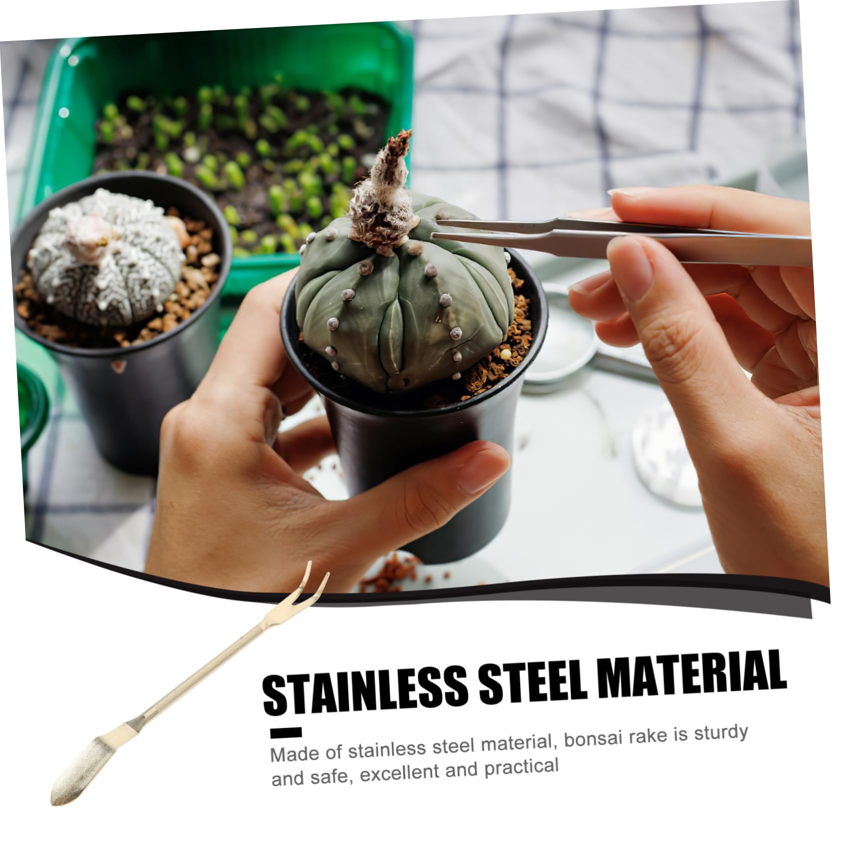 balacoo The Claw Garden Tool Bonsai Rake Stainless Steel Plant Tweezer Bonsai Rake Tool