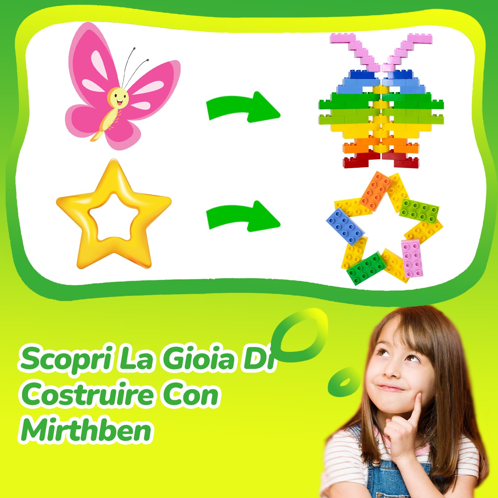 Set di 200 grandi mattoncini da costruzione, 2 forme e 8 colori, compatibili con Duplo e tutte le principali marche, giocattoli da costruzione colorati per bambini dai 3 anni in su