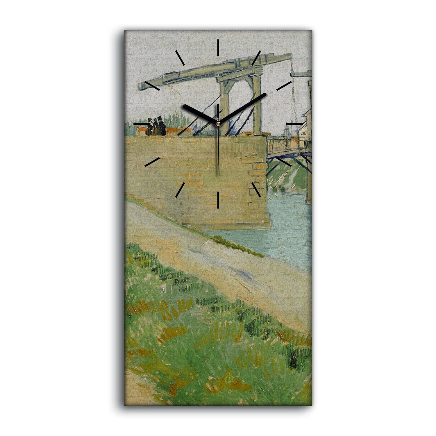 Horloge sur toile 30x60 art mural moderne salon Pont de Langlois