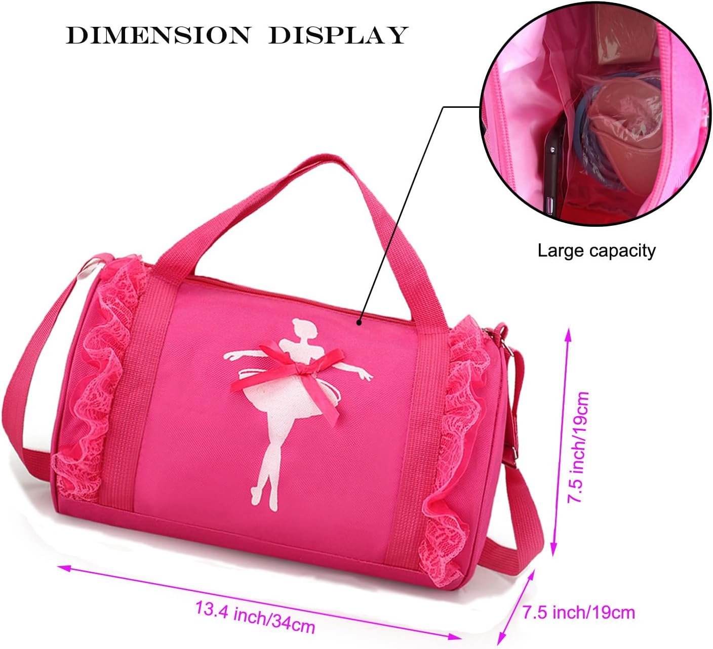 Cute Ballet Dance Backpack Tutu Dress Dance Bag Dance Bag Waterproof Small Duffle Bag Ballet Bags Gym Bag. (Pink) - Image 2