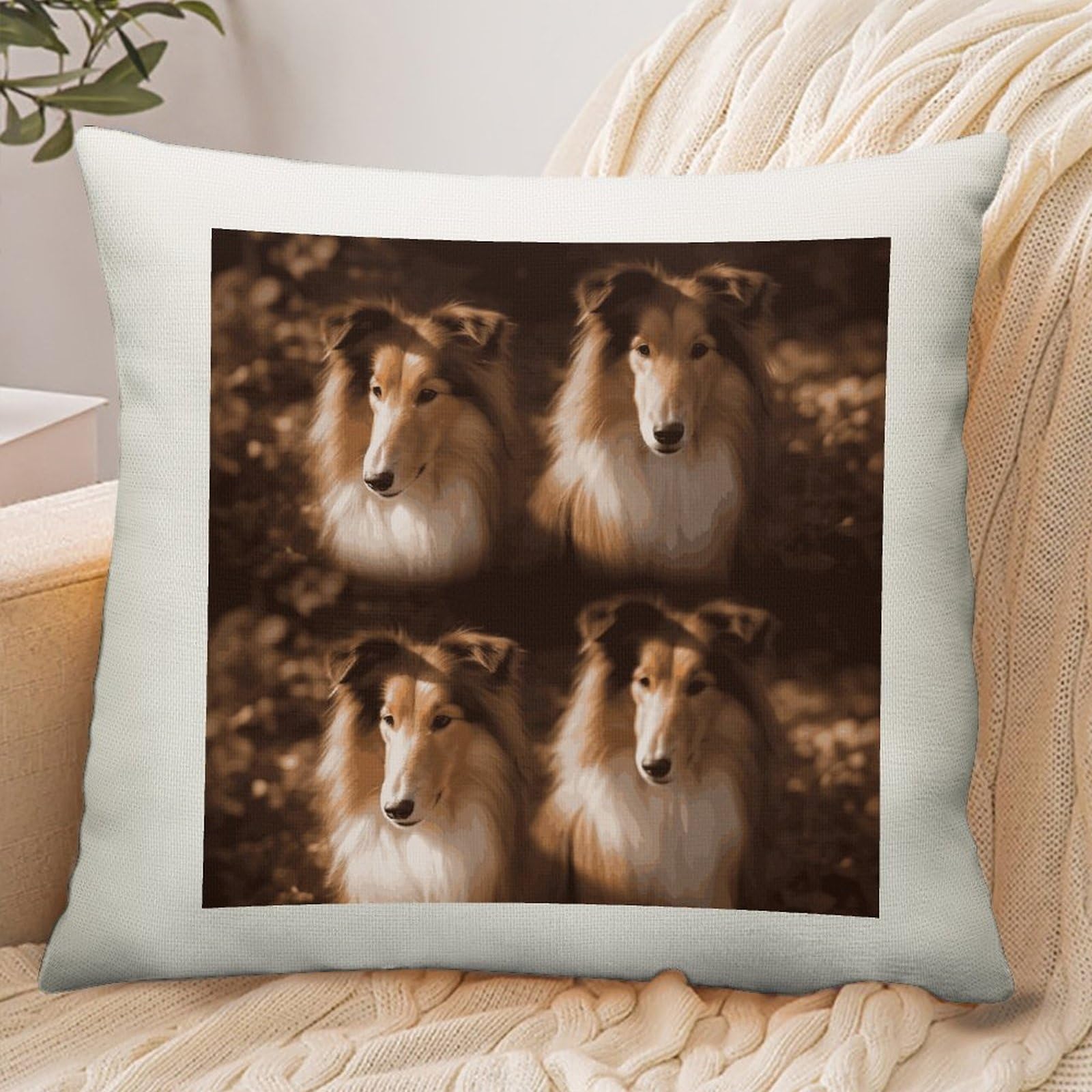 Adfgyerh Style Shelties Pillow Cover Breathable,Pillowcases Boho Decorative Envelope Closure,Throw Pillow Covers For Beach,Patio,Balcony,Couch Living Room 18 * 18In