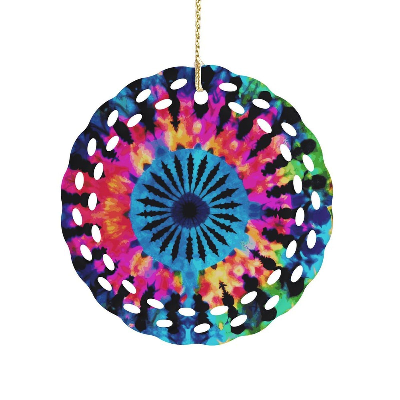 Fodpand Women's Style Exotic Tribe Tie Dye Ceramic Ornament For Home Decor 3.2" Round Tree Decoration Christmas Ornaments For Men Double-Sided Design