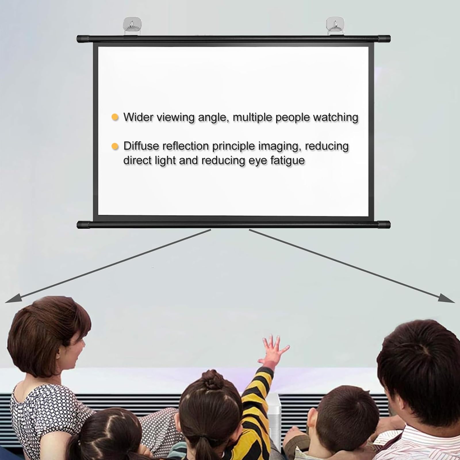 Schermo a Scomparsa Bianco Opaco, montabile a Parete o a soffitto - Altezza Regolabile per Home Cinema 4K 3D 1080P HD