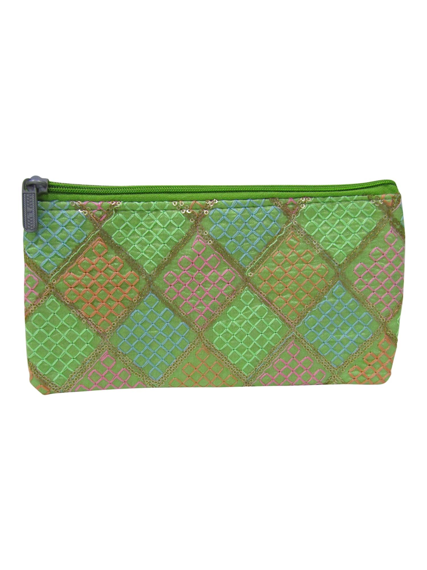 Purple Pink Embroidery Wedding Return Gift Women Wholesale Bridal Giveaways Potli Bag With Zipper For Ladies Baby Shower Shagun Purse Gifting Haldi Mehandi (Pack Of 12 Pcs) 2