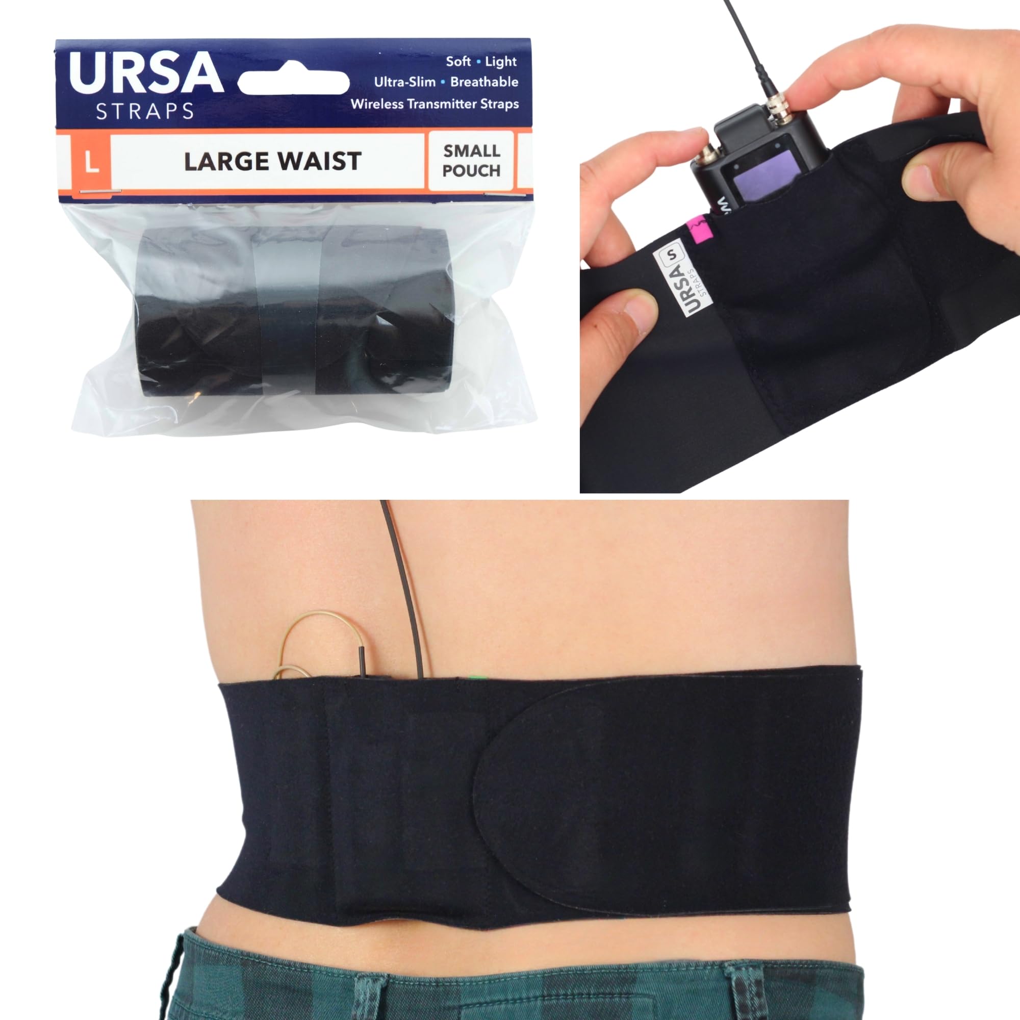 URSA Straps URSA Waist Strap – Ultra Slim, Breathable & Stretchy Microphone Transmitter Strap, Compatible with Most Transmitters & Receivers in use