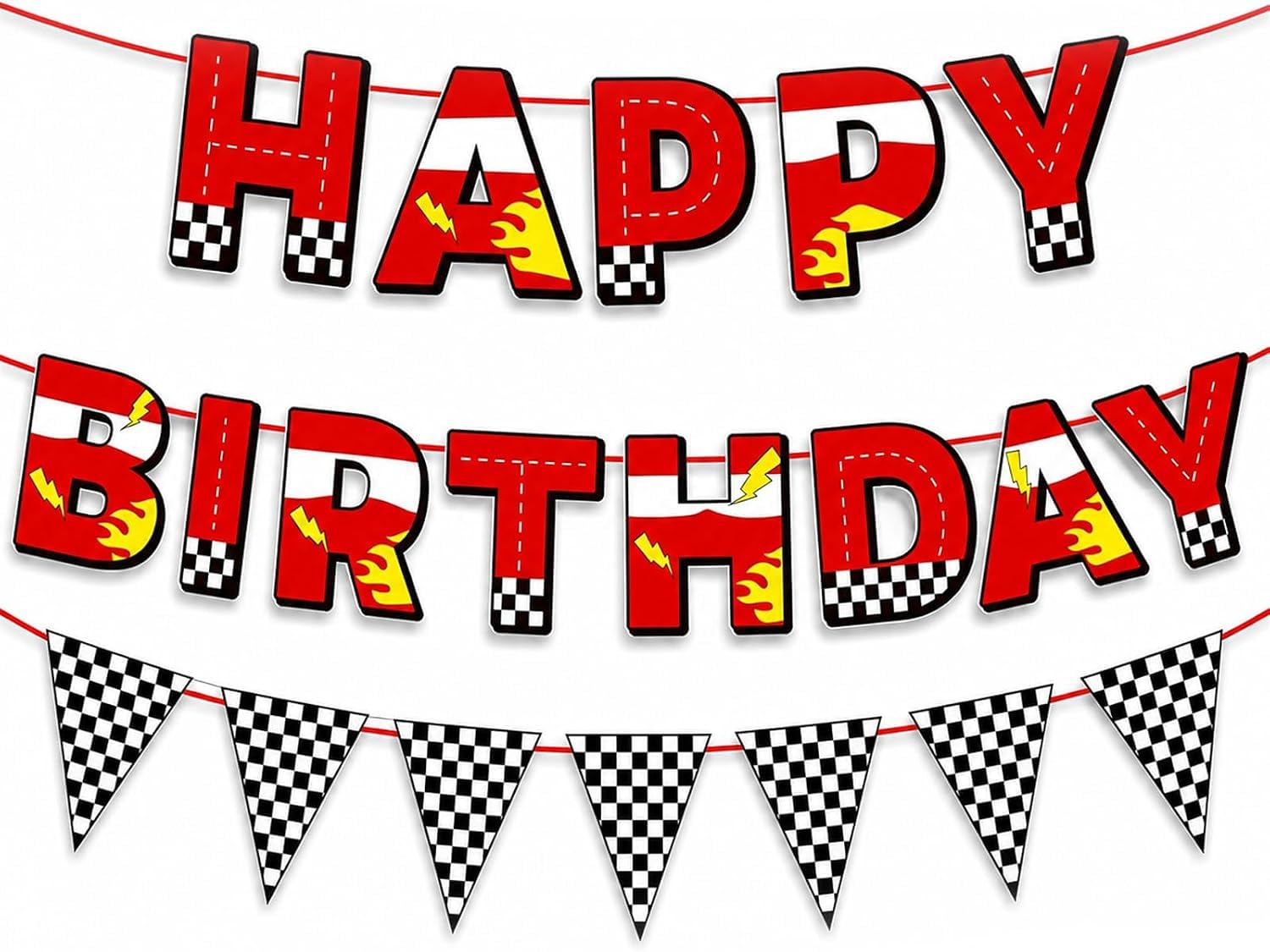 3 Pieces Car Birthday Decorations with Racing Banner – Party Supplies