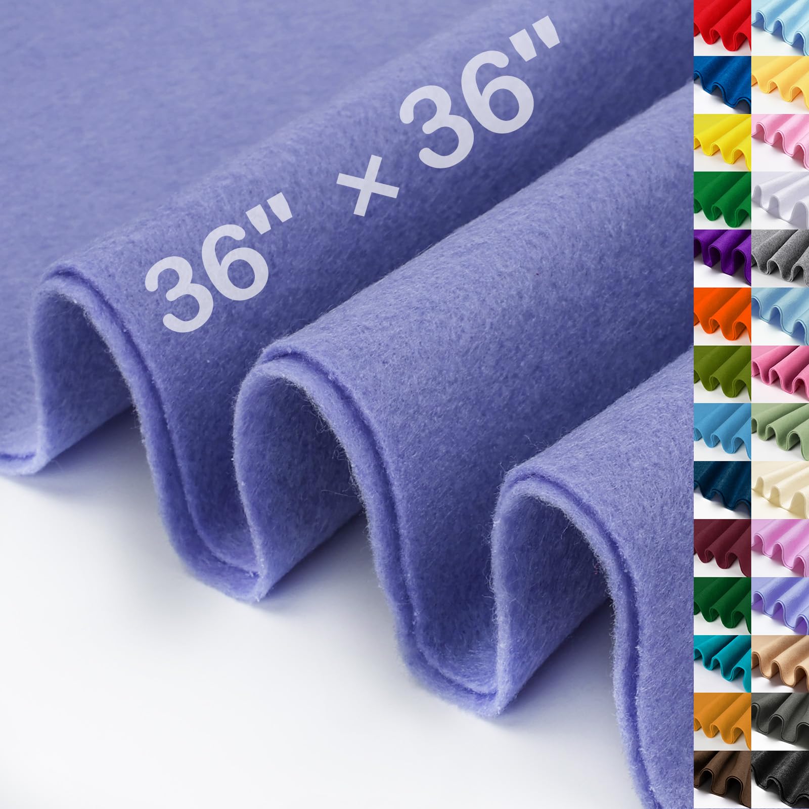 XSEINO Lavender Large Felt Fabric 36" X 36 "(1 Square Yard), 1.4 mm Thick Soft Felt Fabric Sheet for Crafts, Purple Series Colors Soft Nonwoven Fabric, Fit for Decoration, Sewing, DIY Crafts