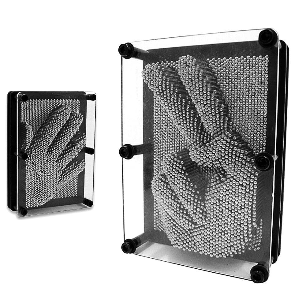 MikaMax – Pin Art XL – 3D Metal Pin Art – Iron – Grey – Personalized gift – Pin art – Retro gadget – Metal print art – Pin game