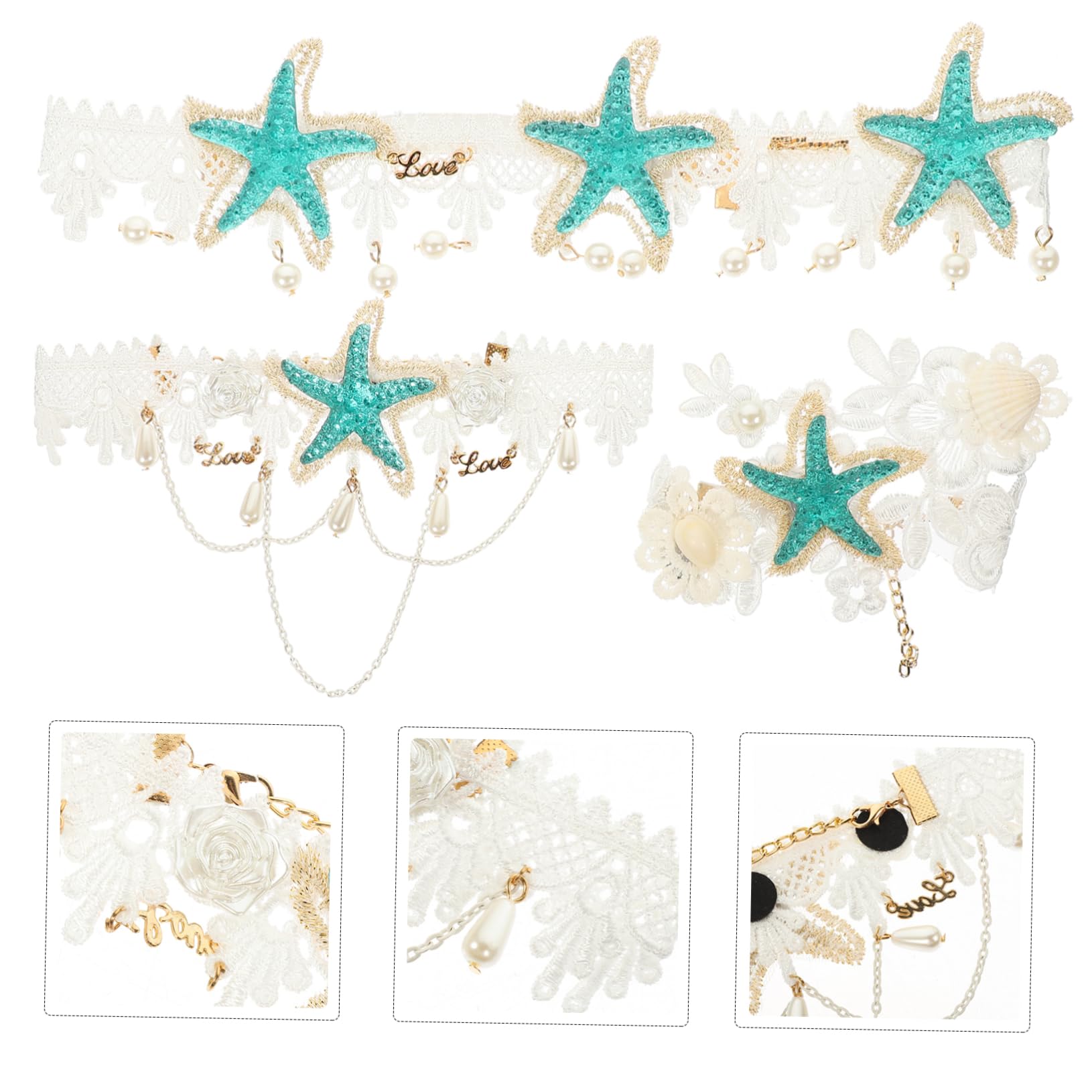 Bandeau pour Cheveux Femme Étoile de Mer 1 Set, Dentelle Alliage