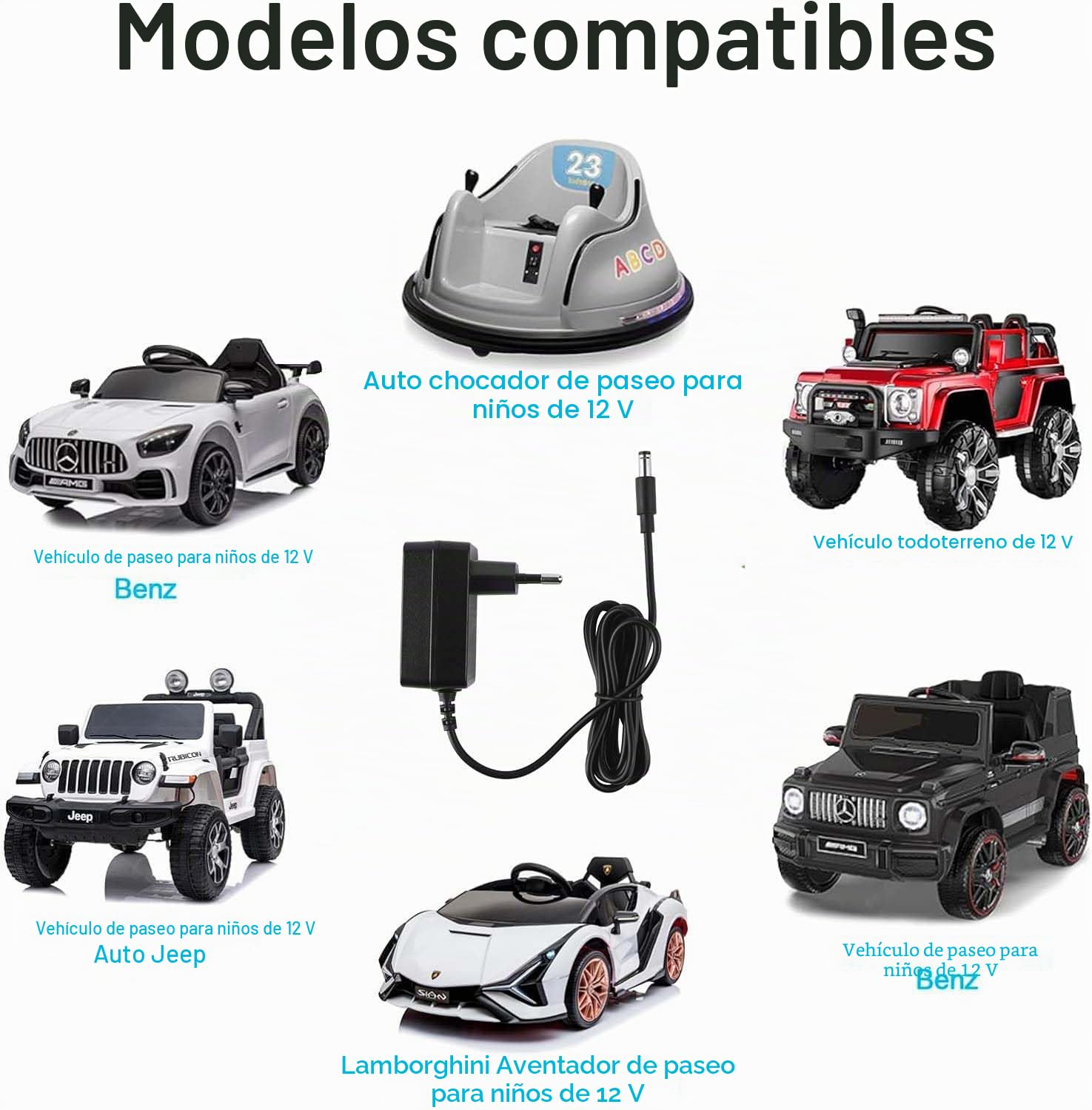 Cargador de 12 V para coche eléctrico infantil, cargador 12 V 1 A Ride on Toys Una variedad de vehículos eléctrico
