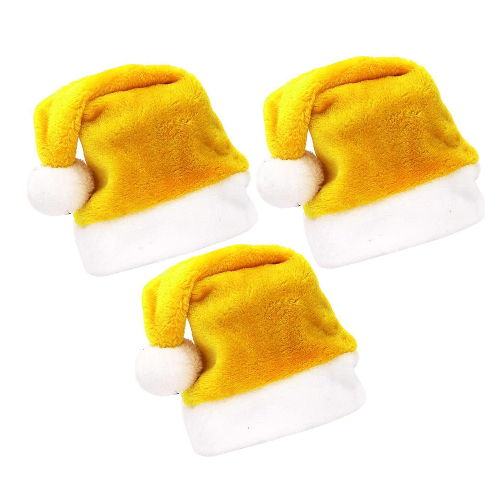 Onlvmyur 3 Pieces Christmas Hat Adult Santa Hat Plush Santa Hat Santa Hat Santa Hats for Adults (Yellow), Black, 29cm x 39cm