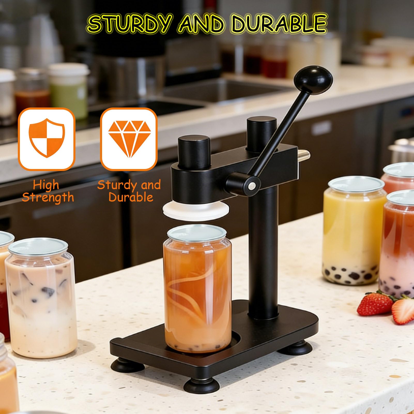 Selladora De Latas De Refresco, Herramienta Manual para Sellar Frascos, MáQuina Taponadora De Botellas, MáQuina Selladora De Latas con Altura Ajustable, para Frascos Y Botellas White